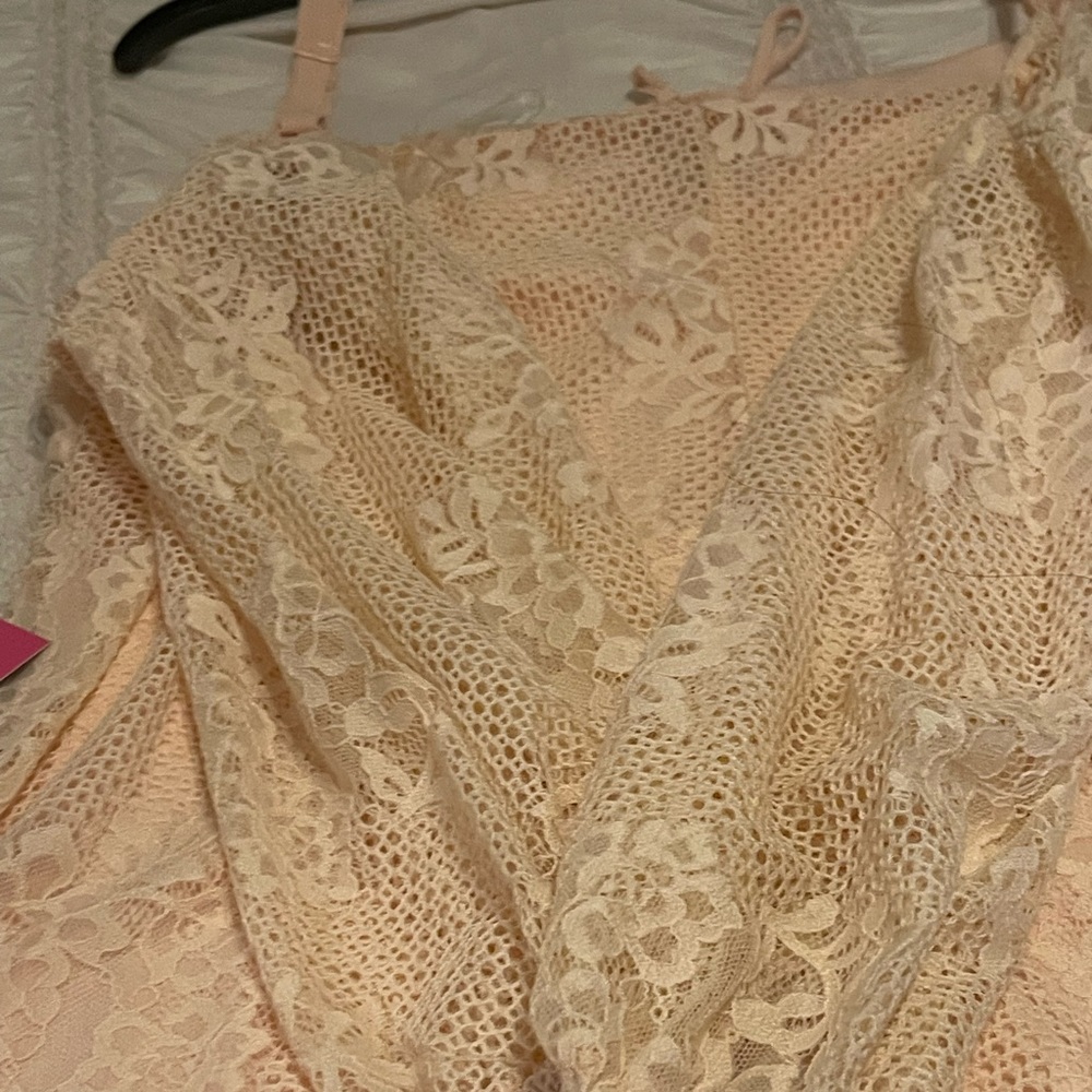 Promgirl plus size lace light pink dress